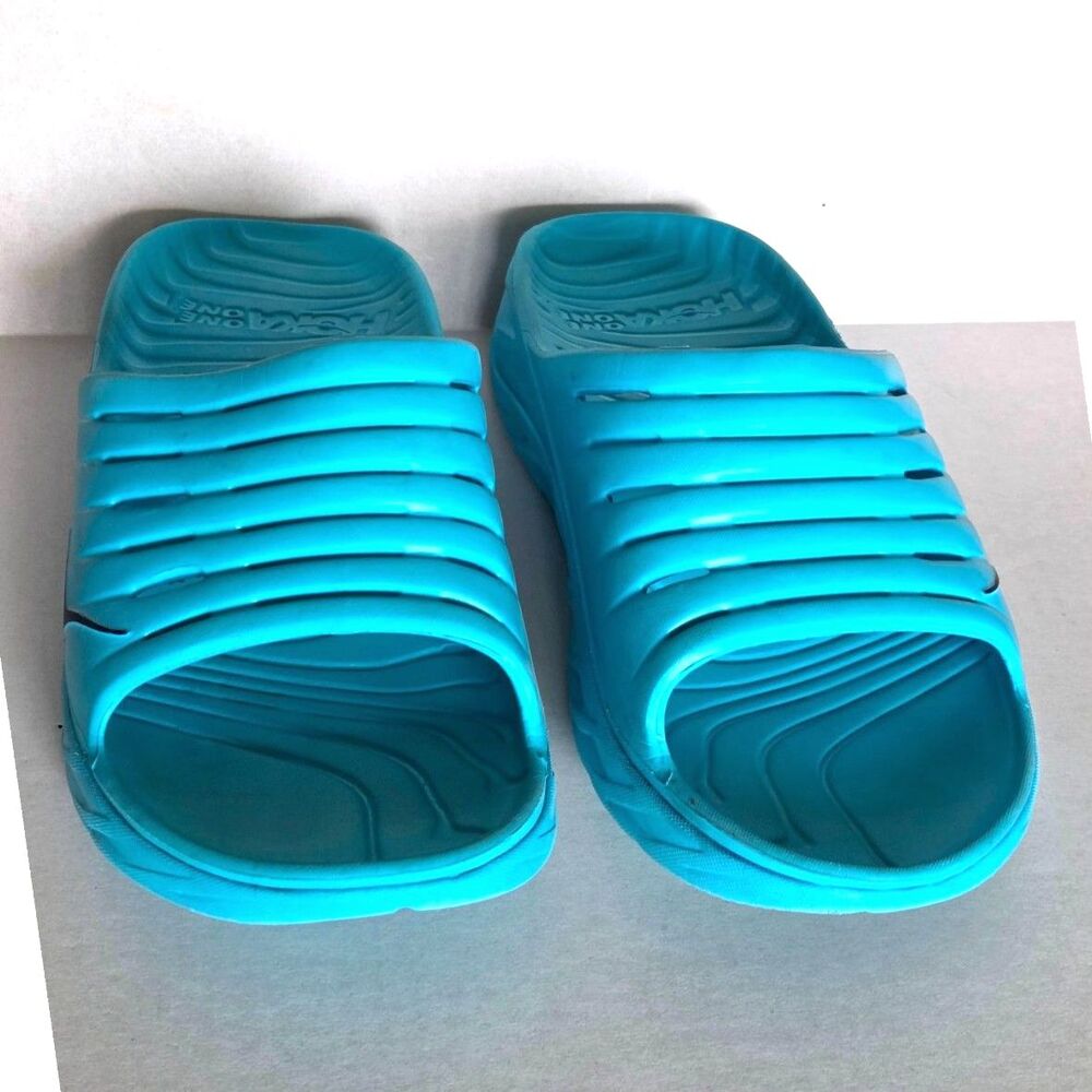 HOKA ONE ONE Ora Recovery Slides 2 EUC Mens 11 Gorpcore Recovery Cyan Blue